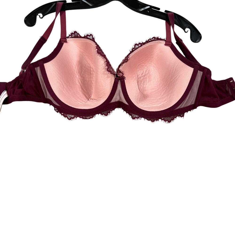 Victoria's Secret Dream Angels Lined Demi Bra Burgundy Lace 34DDD Coquette - Picture 9 of 16